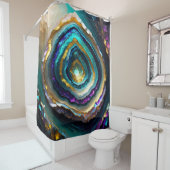 Lila und türkisfarbene Geode Gold Duschvorhang (Beispiel)