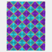 Lila und türkisfarbene Metallic Looking Plätze Gol Fleecedecke (Vorderseite)