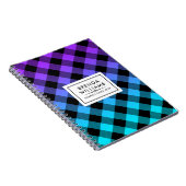 Lila und türkisfarbene Orange mit kariertem Schwar Notizblock (Rechte Seite)