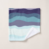 Lila und türkisfarbene Streifen Badhandtuch Set (Waschlappen)