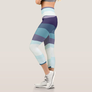 Lila und türkisfarbene Streifen Capri Leggings