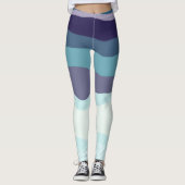 Lila und türkisfarbene Streifen Leggings (Vorderseite)