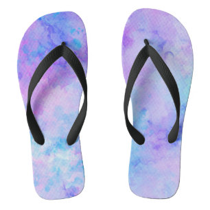 Lila und türkisfarbene Wasserfarben Badesandalen