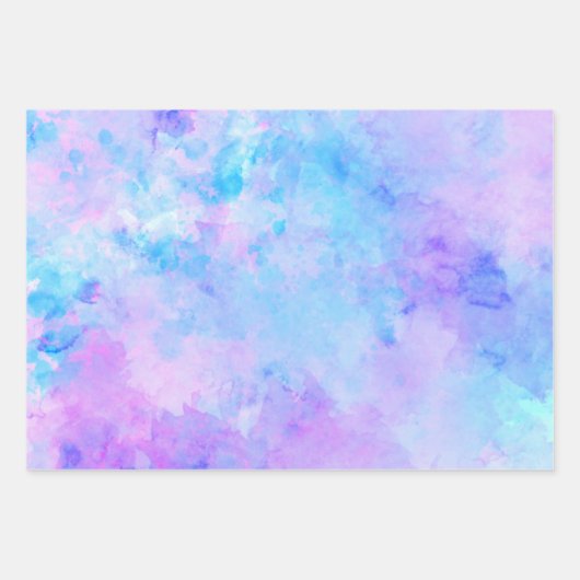 Lila und türkisfarbene Wasserfarben Geschenkpapier Set (Vorderseite 2)