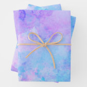 Lila und türkisfarbene Wasserfarben Geschenkpapier Set (Beispiel)