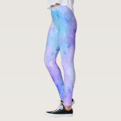 Lila und türkisfarbene Wasserfarben Leggings (Links)