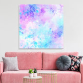 Lila und türkisfarbene Wasserfarben Leinwanddruck (Insitu (Wohnzimmer))
