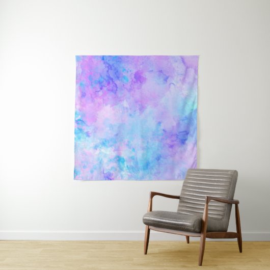 Lila und türkisfarbene Wasserfarben Wandteppich (Beispiel)