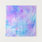 Lila und türkisfarbene Wasserfarben Wandteppich (Vorderseite)