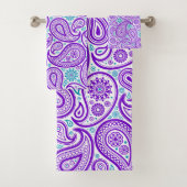 Lila und türkisfarbenes Paisley Badhandtuch Set (Insitu)