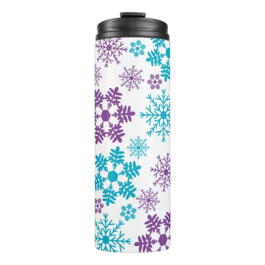 LILA UND TURQUOISE WINTERSCHNEE THERMOSBECHER (Vorderseite)