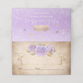 Lila und vergoldete Rose Platzkarte (Außenseite Aufgefaltet)