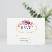 Lila und violette Blumenhochzeit RSVP (Stehend Vorderseite)