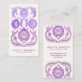 Lila und violette Bohemische Wasserfarbe Visitenkarte (Vorne/Hinten)