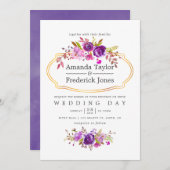 Lila und violette Hochzeit der Flora und Fauna Einladung (Vorne/Hinten)