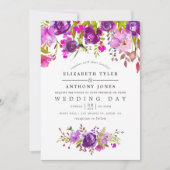 Lila und violette Hochzeit der Flora und Fauna Einladung (Vorderseite)