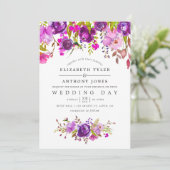 Lila und violette Hochzeit der Flora und Fauna Einladung (Stehend Vorderseite)