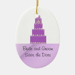 Lila und violette Hochzeitstorte Design Keramikornament