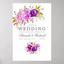 Lila und violette Wasserfarbenhochzeit Willkommen