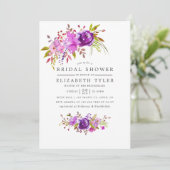 Lila und violettes Brautparty laden ein Einladung (Stehend Vorderseite)
