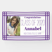 Lila und weiß ein Foto Geometric Grad Banner (Horizontal)