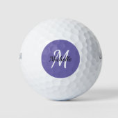 Lila und weiß Einfach Monogram Classic Trendy Golfball (Vorderseite)
