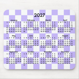 Lila und Weiß kariert Whimsical 2027 Kalender Mousepad