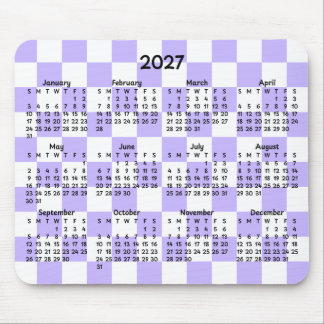 Lila und Weiß kariert Whimsical 2027 Kalender Mousepad