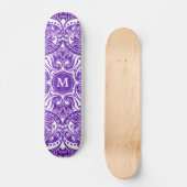 Lila und weiß Mandala - Monogramm Skateboard (Vorderseite)