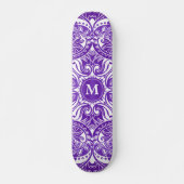 Lila und weiß Mandala - Monogramm Skateboard (Vorne)