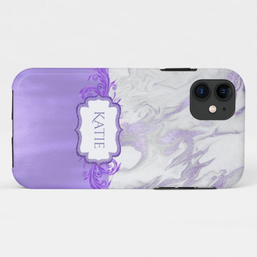 Lila und weiß Marmor Case-Mate iPhone Hülle (Rückseite (Horizontal))