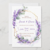 Lila und weiß mit Lavender Wreath Wedding Invi Einladung (Vorderseite)