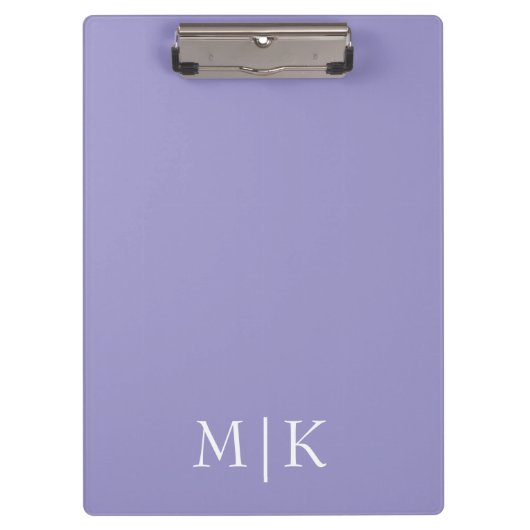 Lila und Weiß | Modernes Monogramm Klemmbrett (Vorderseite)
