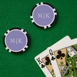 Lila und Weiß Modernes Monogramm Pokerchips