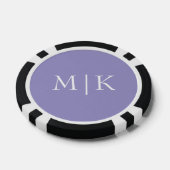 Lila und Weiß | Modernes Monogramm Pokerchips (Einzeln)