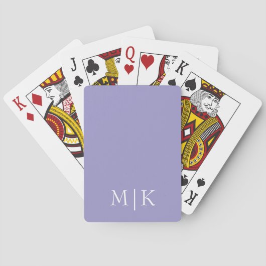 Lila und Weiß | Modernes Monogramm Spielkarten (Rückseite)