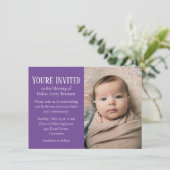 Lila und weiß Polka-dot Foto Baby Sessing Inv. Einladung (Stehend Vorderseite)