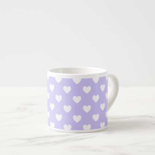 Lila und weiß Polka Dot Hearts Espressotasse (Vorderseite Rechts)