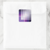 Lila und weiß quadratischer aufkleber (Tasche)