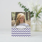 Lila und weiß Zickzack: Bild:Party Einladung (Stehend Vorderseite)