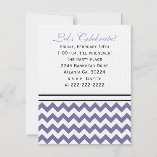 Lila und weiß Zickzack: Bild:Party Einladung (Rückseite)