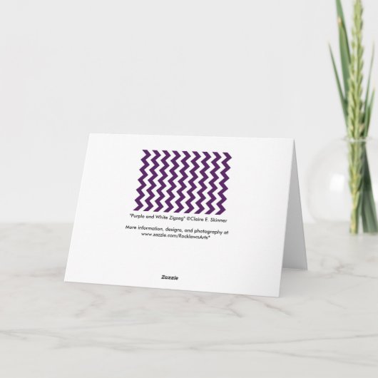 Lila und weiß Zigzag Karte (Rückseite)