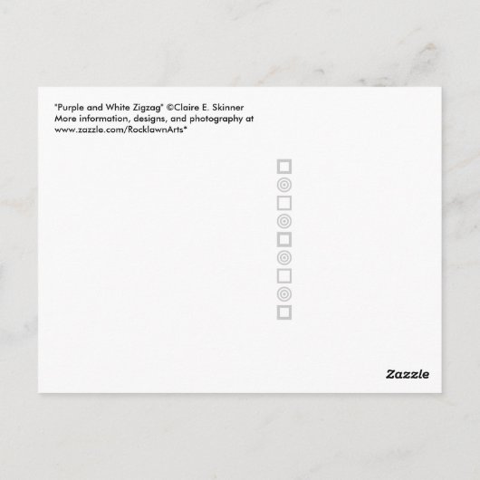 Lila und weiß Zigzag Postkarte (Rückseite)