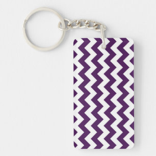 Lila und weiß Zigzag Schlüsselanhänger