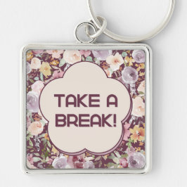 Lila und weiße ästhetische Blume Schlüsselanhänger