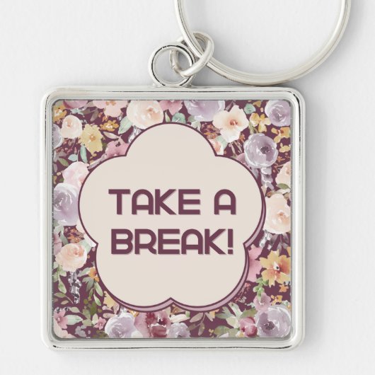 Lila und weiße ästhetische Blume Schlüsselanhänger (Vorne)