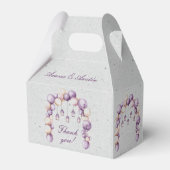 Lila und weiße Balloons und Laternen auf Grau Geschenkschachtel (Vorderseite)