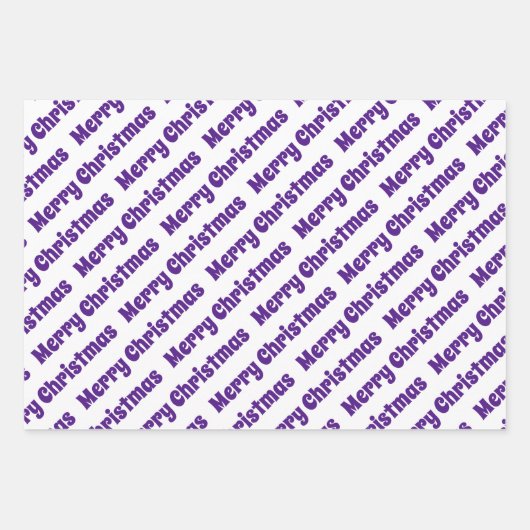 Lila und weiße Bäume Frohe Weihnachten Urlaub Geschenkpapier Set (Vorderseite 3)