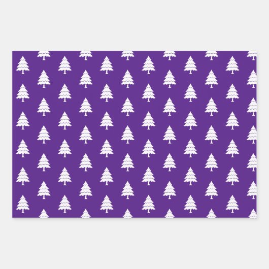 Lila und weiße Bäume Frohe Weihnachten Urlaub Geschenkpapier Set (Vorderseite 2)