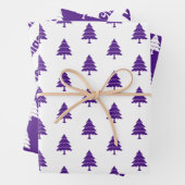 Lila und weiße Bäume Frohe Weihnachten Urlaub Geschenkpapier Set (Beispiel)